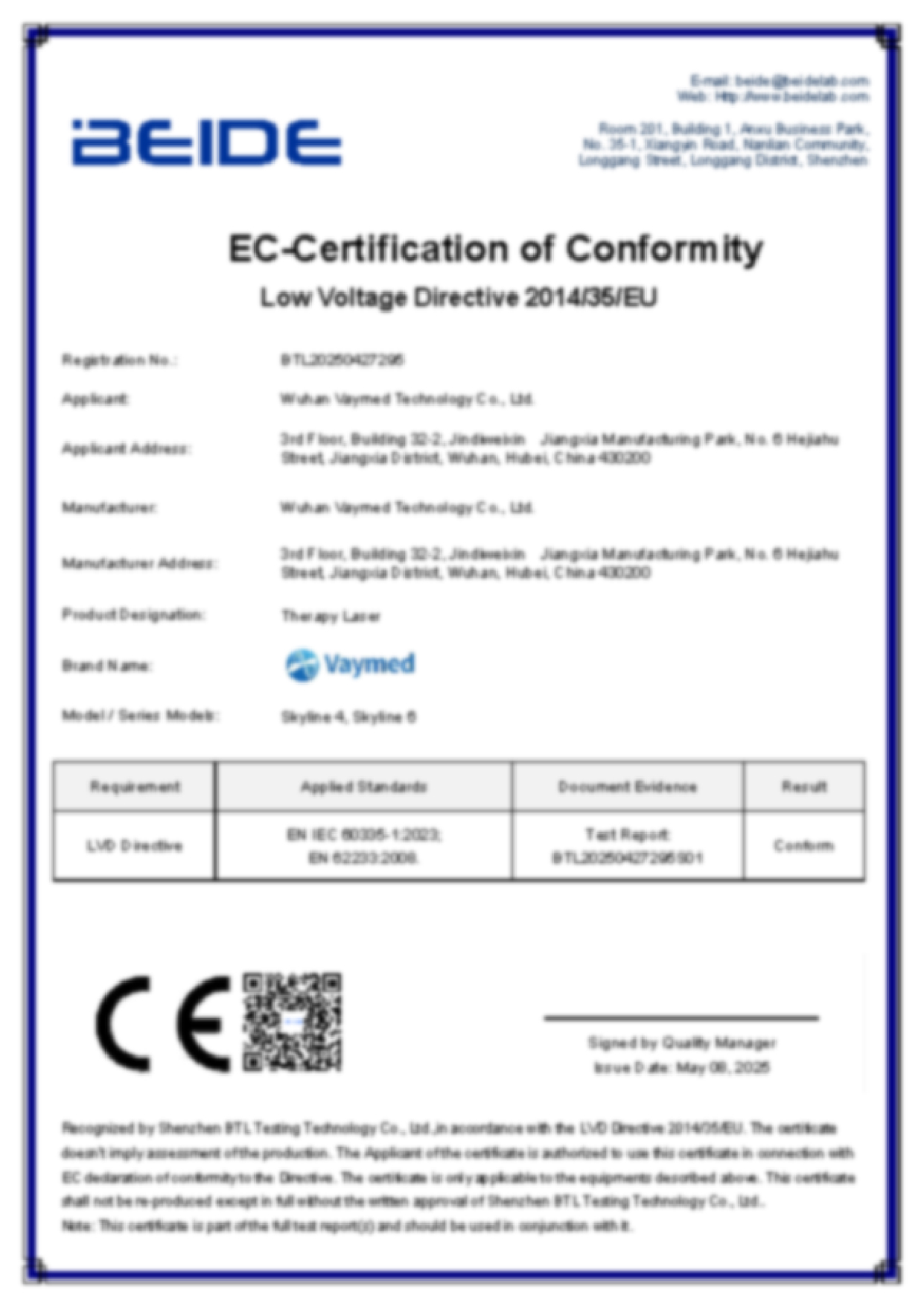 Vaymed Certificate - 1